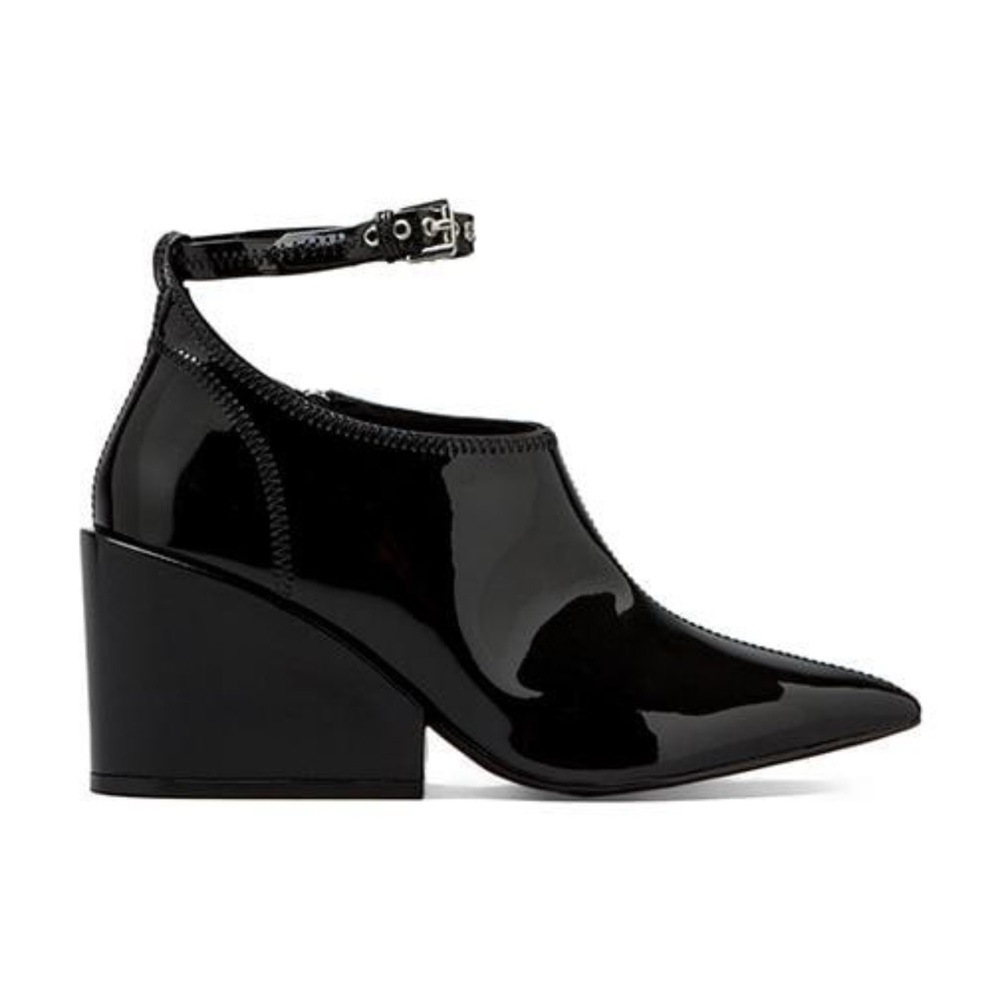 Cheap Monday Cube Black Patent Wedge Boots 9.5 - Picture 14 of 16